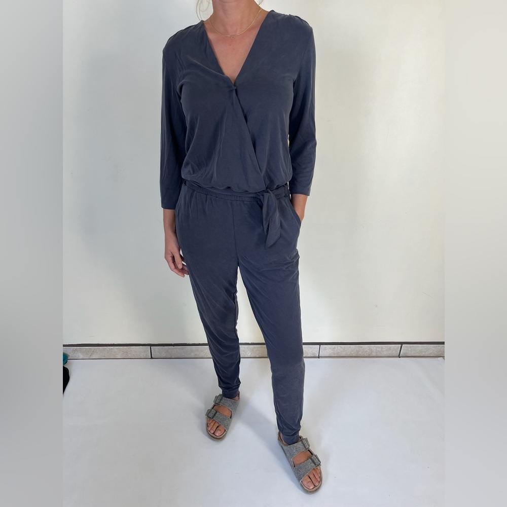 LOLE dark charcoal gray jumpsuit size S long sleeve casual soft